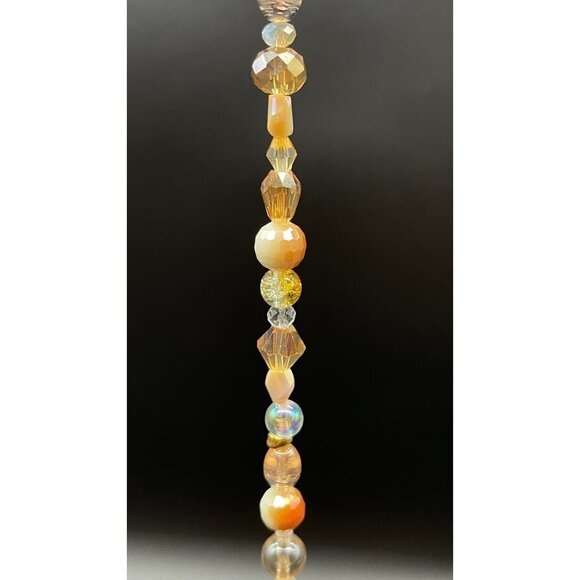 Beaded Suncatcher - Champagne Gold - Clear Crystal Prism - Hanging Decor - Picture 10 of 16